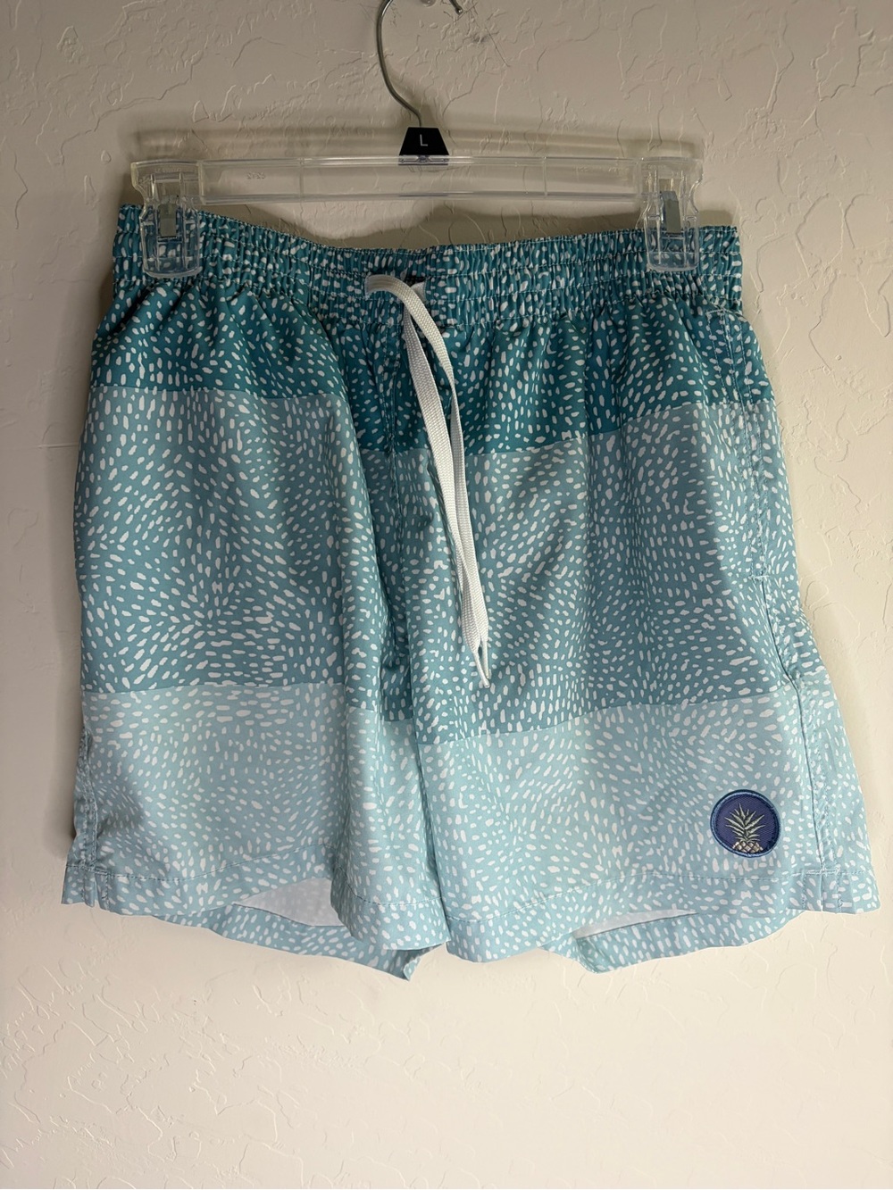 chubbies Teal and Light Teal Patterned Swim Trunks